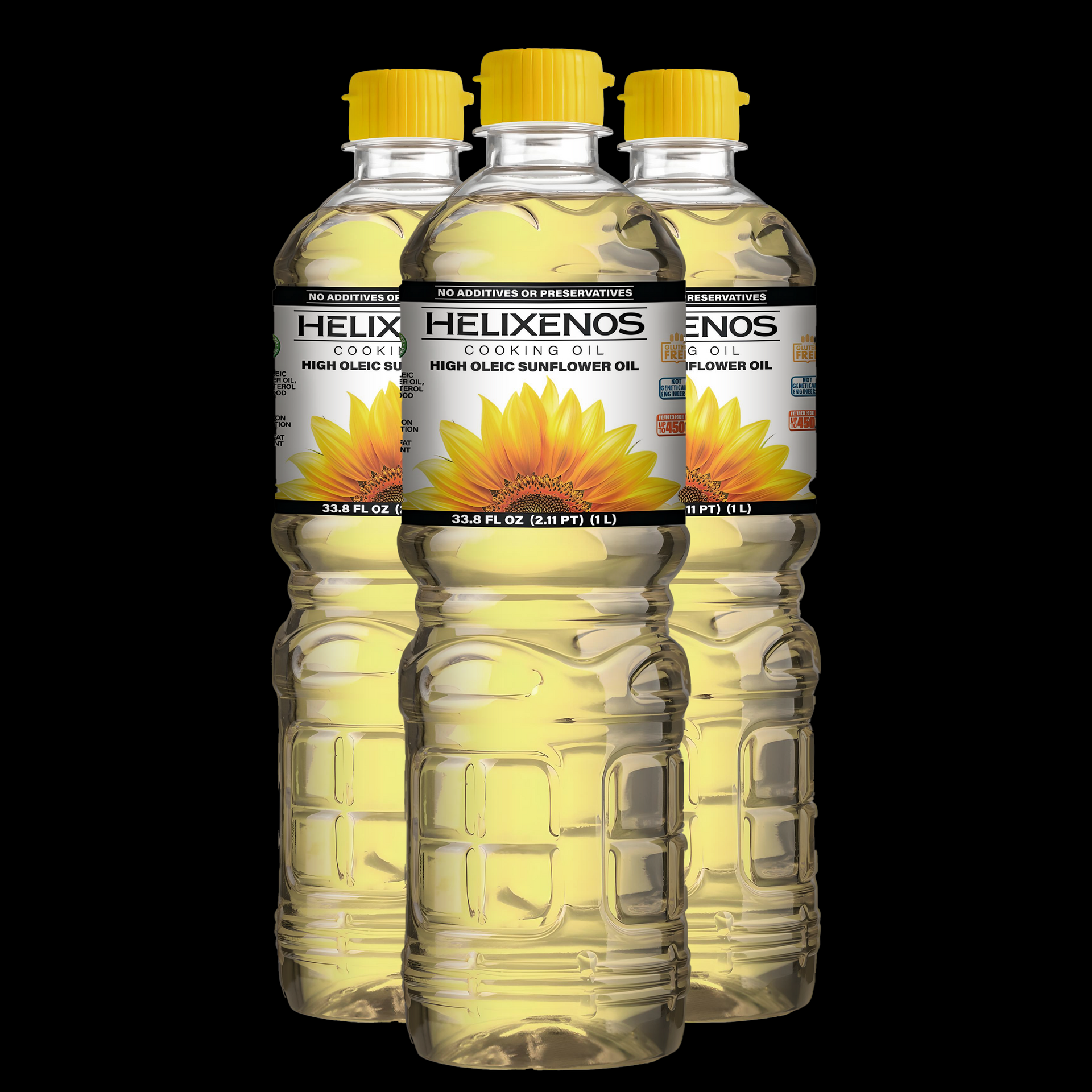 3 Pack Helixenos 100% High Oleic Sunflower Oil 1L