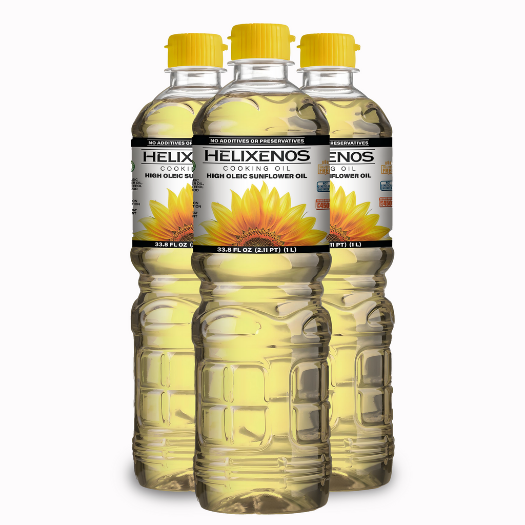 3 Pack Helixenos 100% High Oleic Sunflower Oil 1L