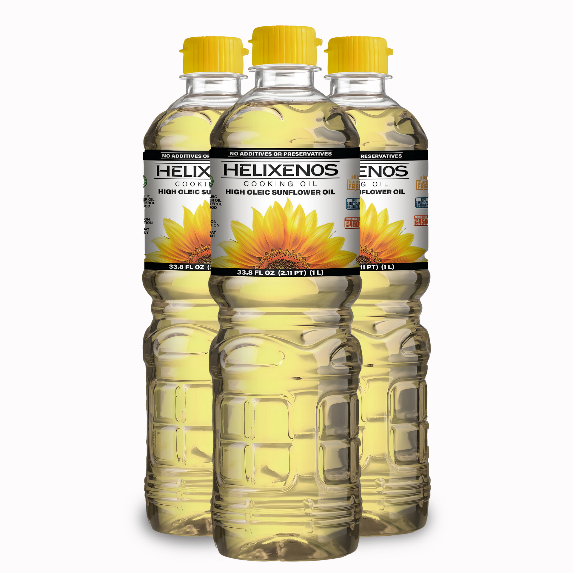 3 Pack Helixenos 100% High Oleic Sunflower Oil 1L
