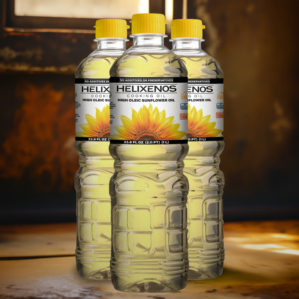 3 Pack Helixenos 100% High Oleic Sunflower Oil 1L