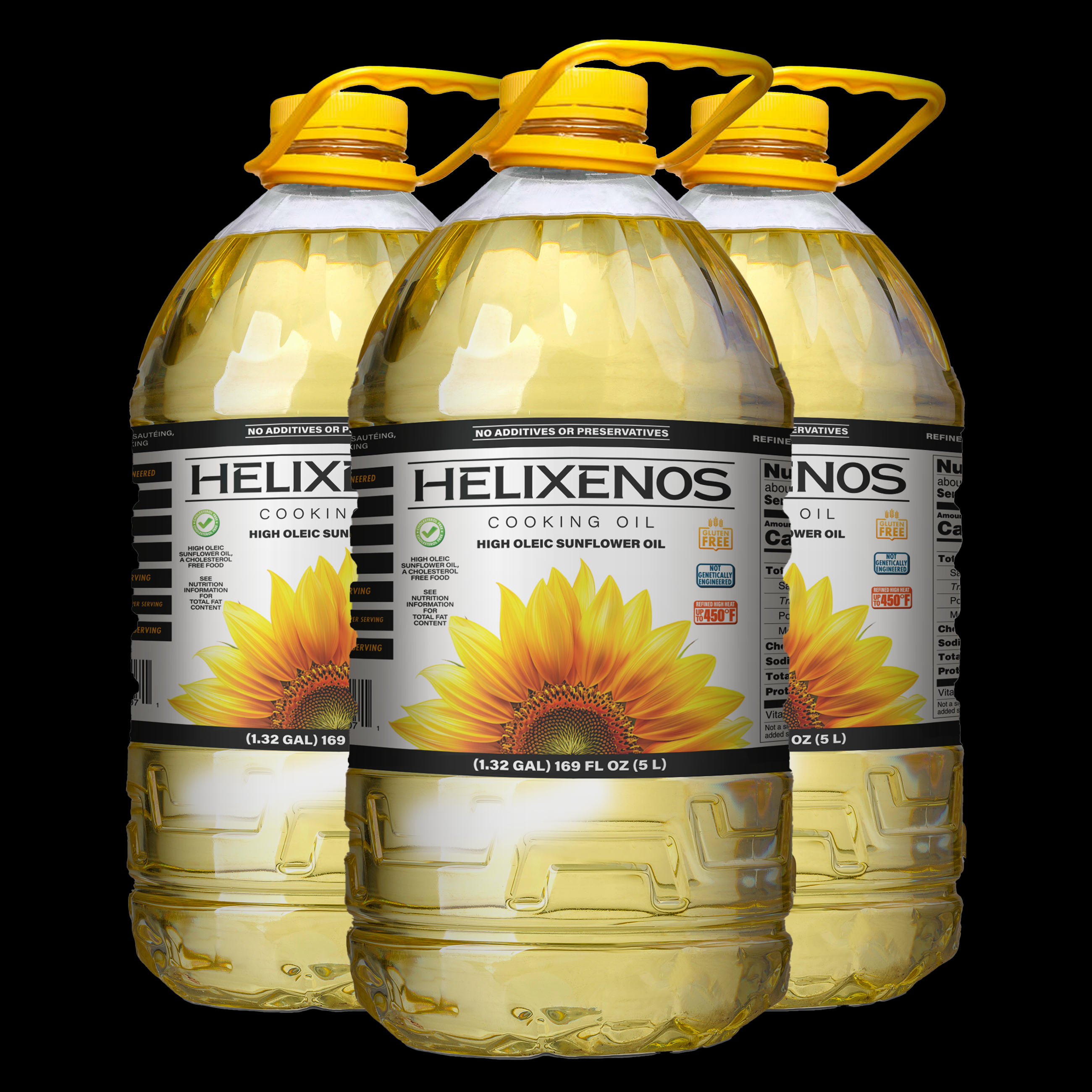 3 Pack Helixenos 100% High Oleic Sunflower Oil 5L