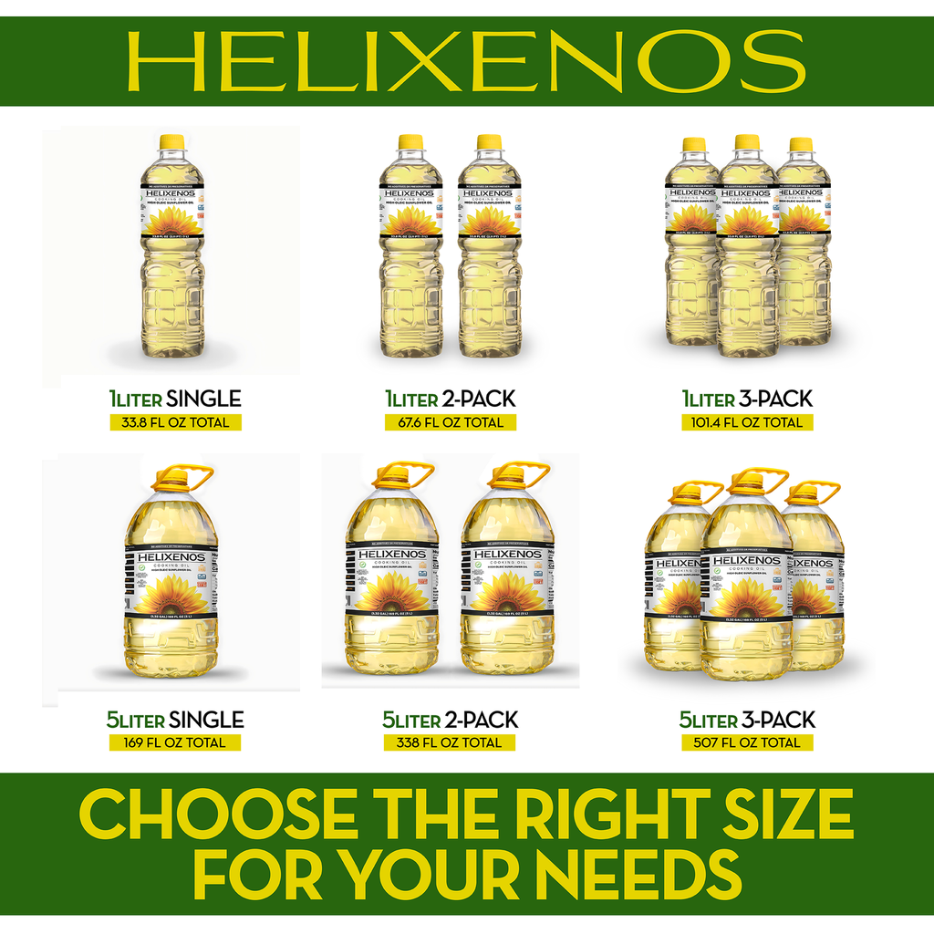 3 Pack Helixenos 100% High Oleic Sunflower Oil 5L