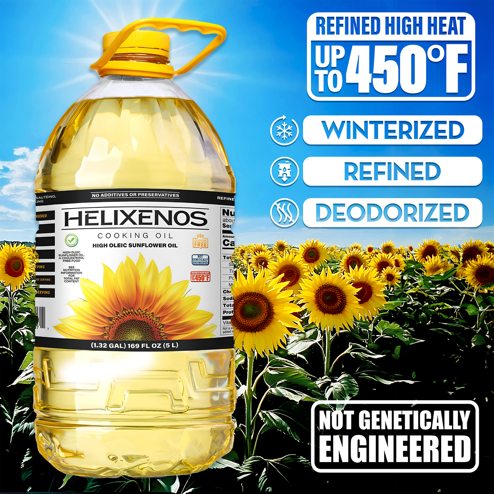 2 Pack Helixenos 100% High Oleic Sunflower Oil 5L